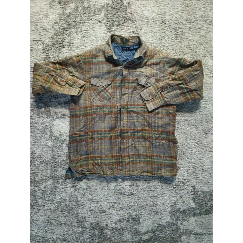 Arrow Sportswear Quilted Flannel Shirt Men's XL Check Plaid Jacket